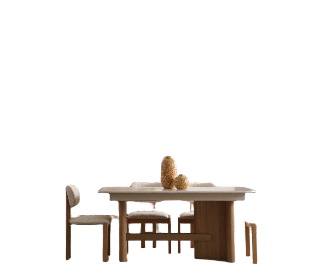 Dining Table Ext.: 170-210 X90x78cm Melamine And Mdf Cream - Walnut