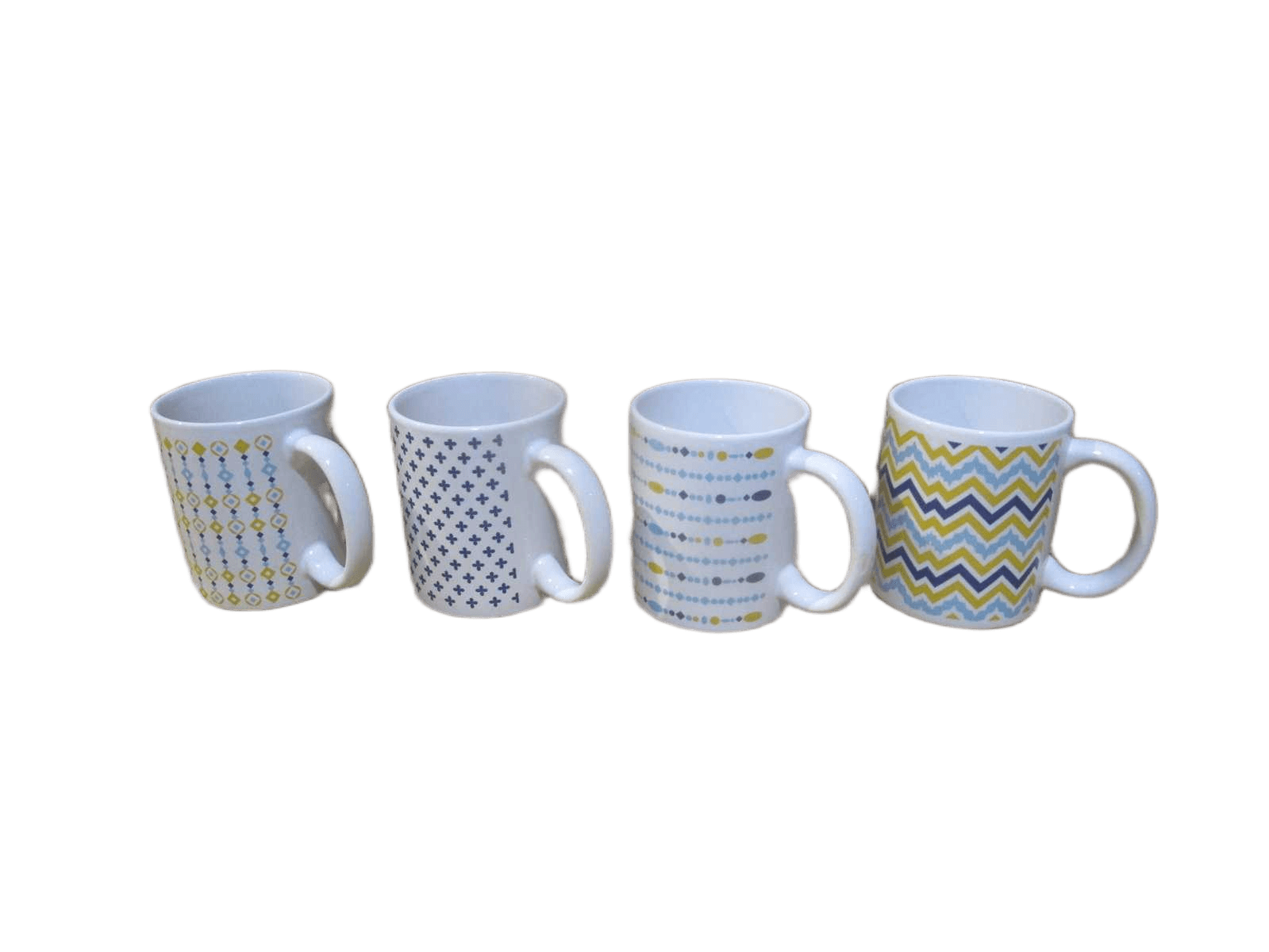 Cup-Stoneware 330ml 4 Design Ass Ceramic Blue Point, Line