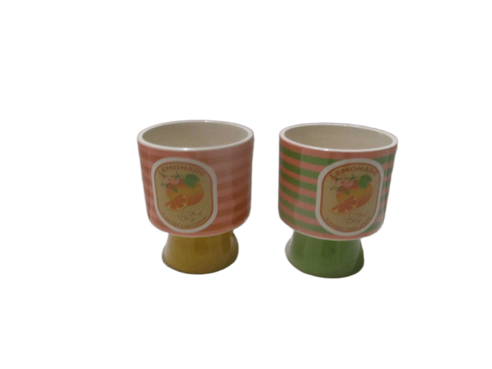 Cup With Stand, Two Colors Mix In Carton, Ceramic Green+ Yellow Dolomite Dia 12.2x15.2 H