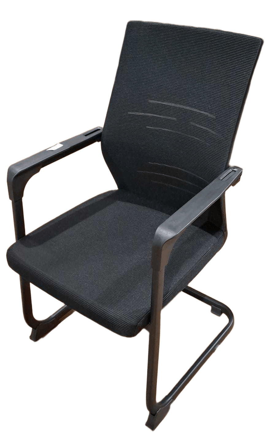 Visitor Chair, Mesh Black Nylon Cover, Black Iron Frame Fabric Black Ts-26 4cl=