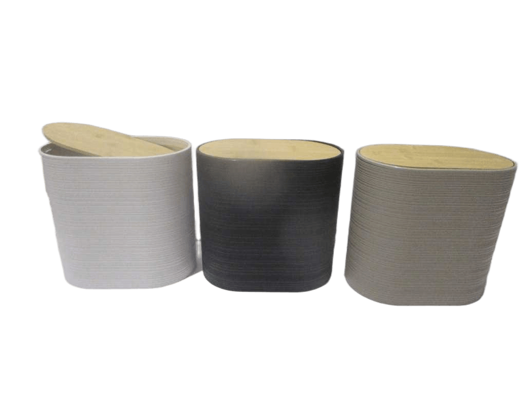 Trash Can Black/White/Taupe Ass 25.5x16x24