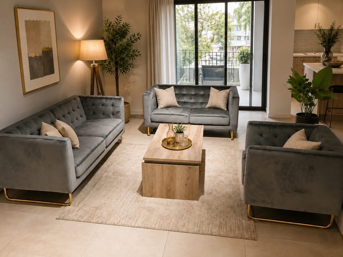 Sofa Set 3+2+1 Velvet C-80 Grey