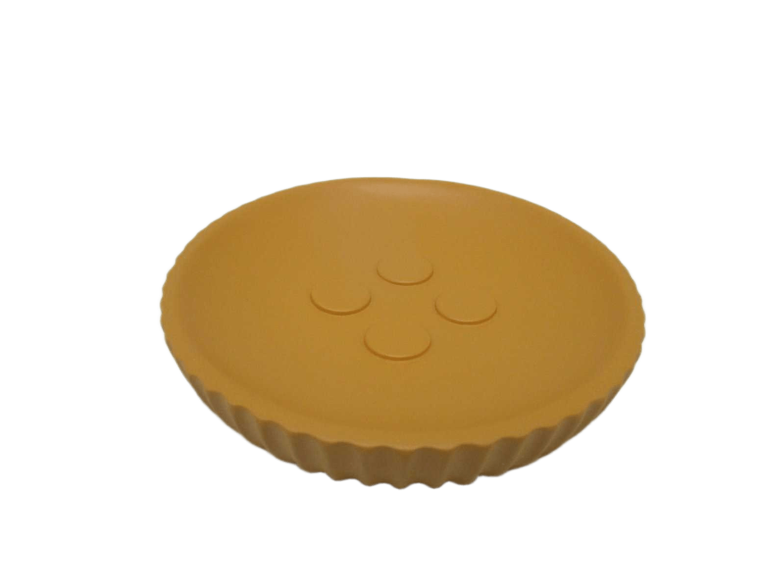 Soap Dish Striated Round Polyresin - Mustard