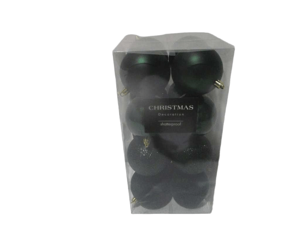 Ball Xmas 8cm Set16 Green