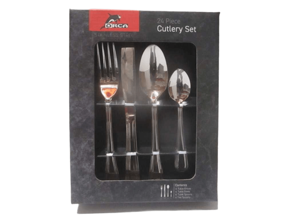 Dinner Knife 6,5 Mm 85 Gr X6 - Dinner Fork 2,5 Mm 40 Gr X6 Dinner Spoon 2,5 Mm 50 Gr X6 - Tea Spoon 2 Mm 25 Gr X6 - Set Of 24 Pcs - 420j1 18/0 - Windows Gift Box Mirror Polished K 235 F 202 S 202 Ts 140