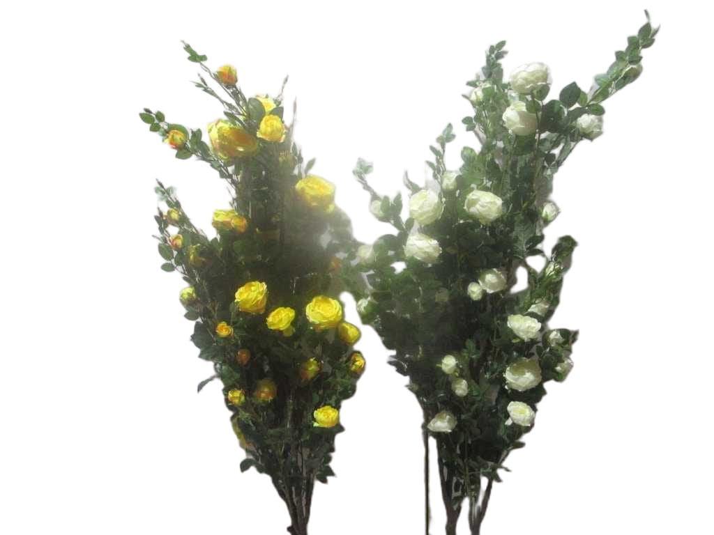 Artificial Plant Rose 57 Flowers Pe Change To 8''plastic Pot Moq:100pcs 'pure White Yellow Ass '200cm