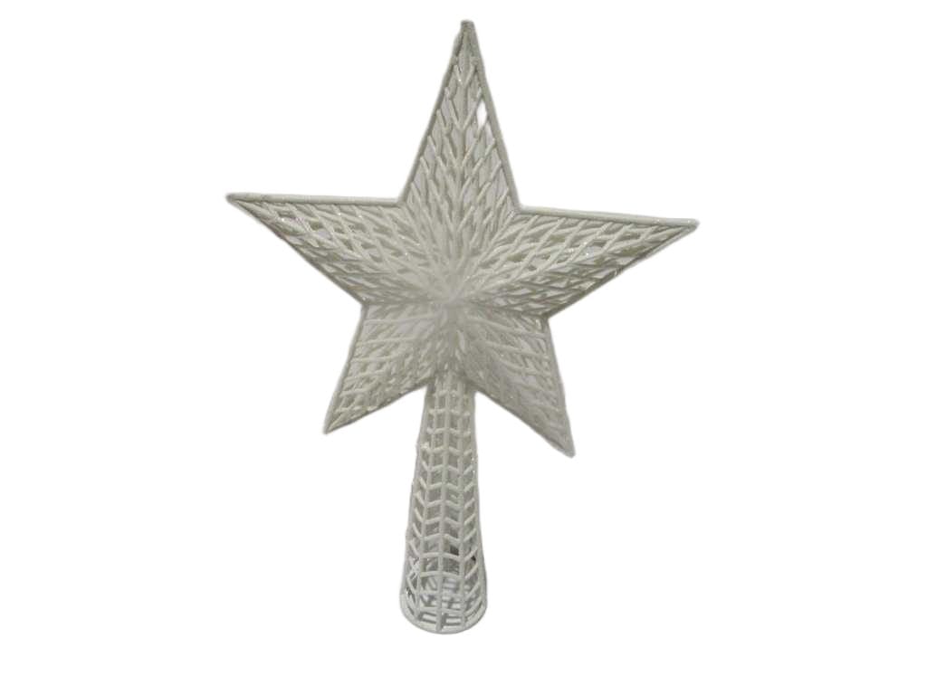 Glitter Star Tree Top 38cm Wh