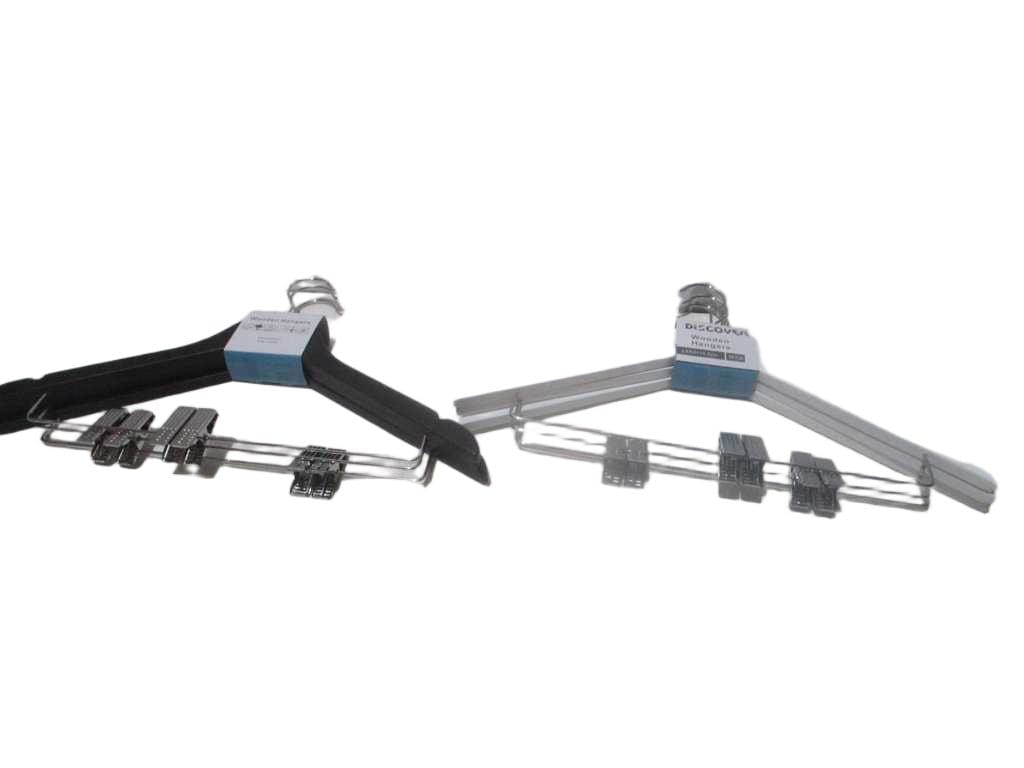 Hangers Clothes Set Of 3pcs A Grade Wodden With 2 Metal Clips Orca Logo White Matt Black Matt Ass 45x22cm 1.2cm