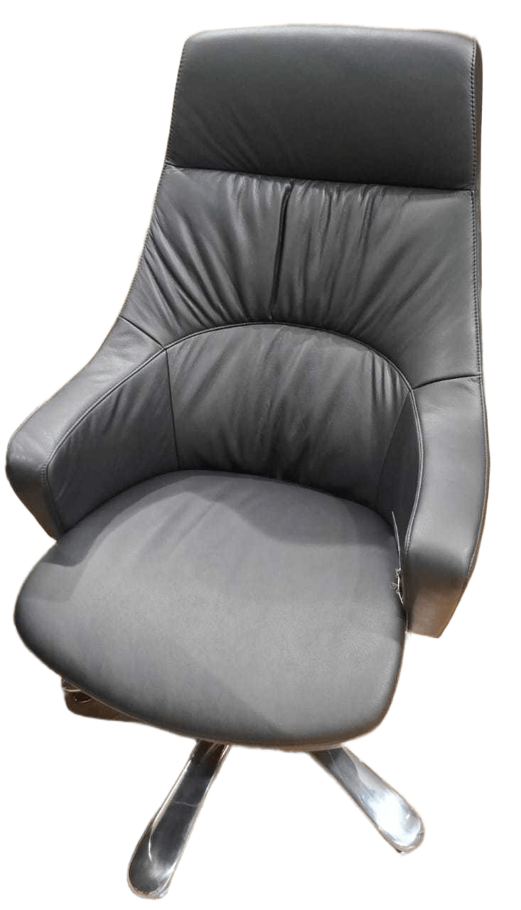 Visitor Chair Leather Swivel Aluminum Base Leather A8 Black 68wx70dx110h
