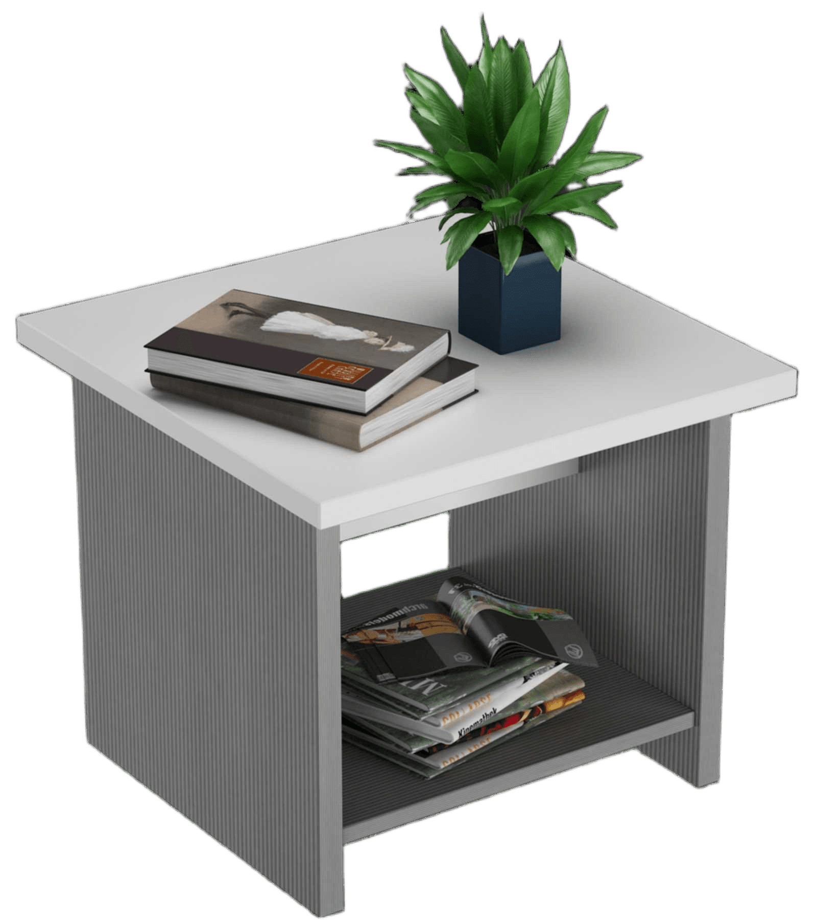 End Table White+grey Stripe Melamine 500w*500d*420h