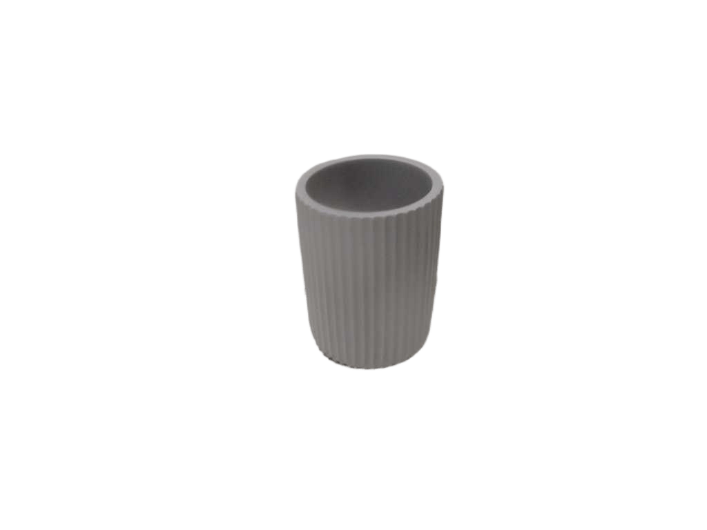 Cup Polyresin Rounded Ridged - Gris Clair