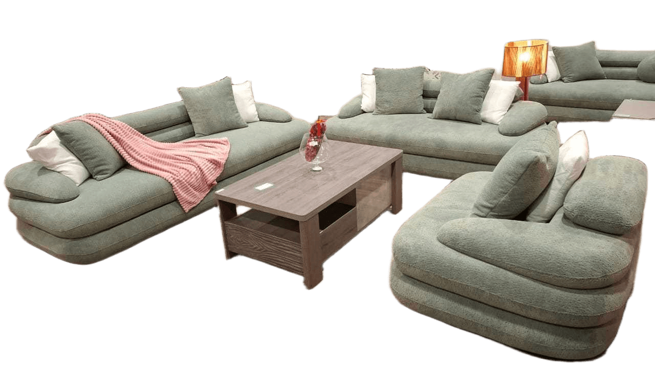 Sofa Set 3+2+1 Fabric Grey G1077-23 W 5 Cushions 247x103x70 192x103x70 117x103x70