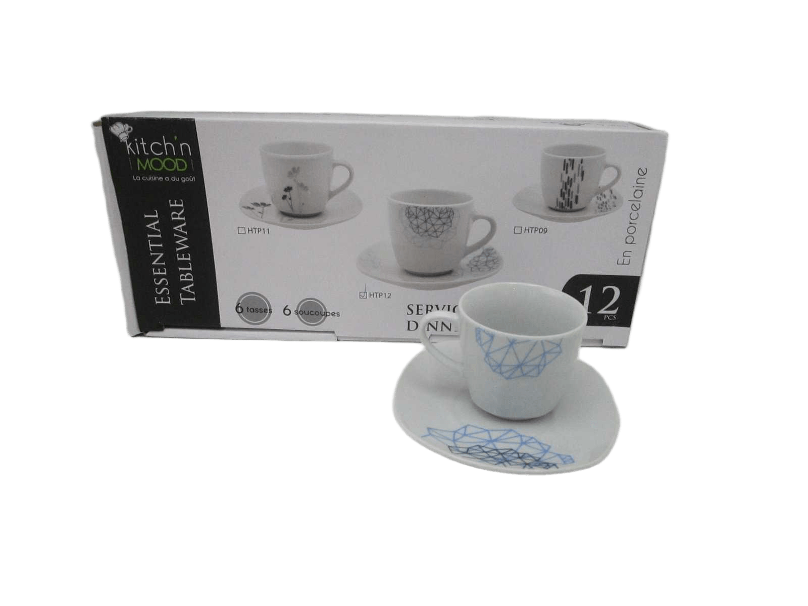 Round Coffee Set 6 Cups + 6 Saucers Porcelain90cc Cup&saucer 6+6