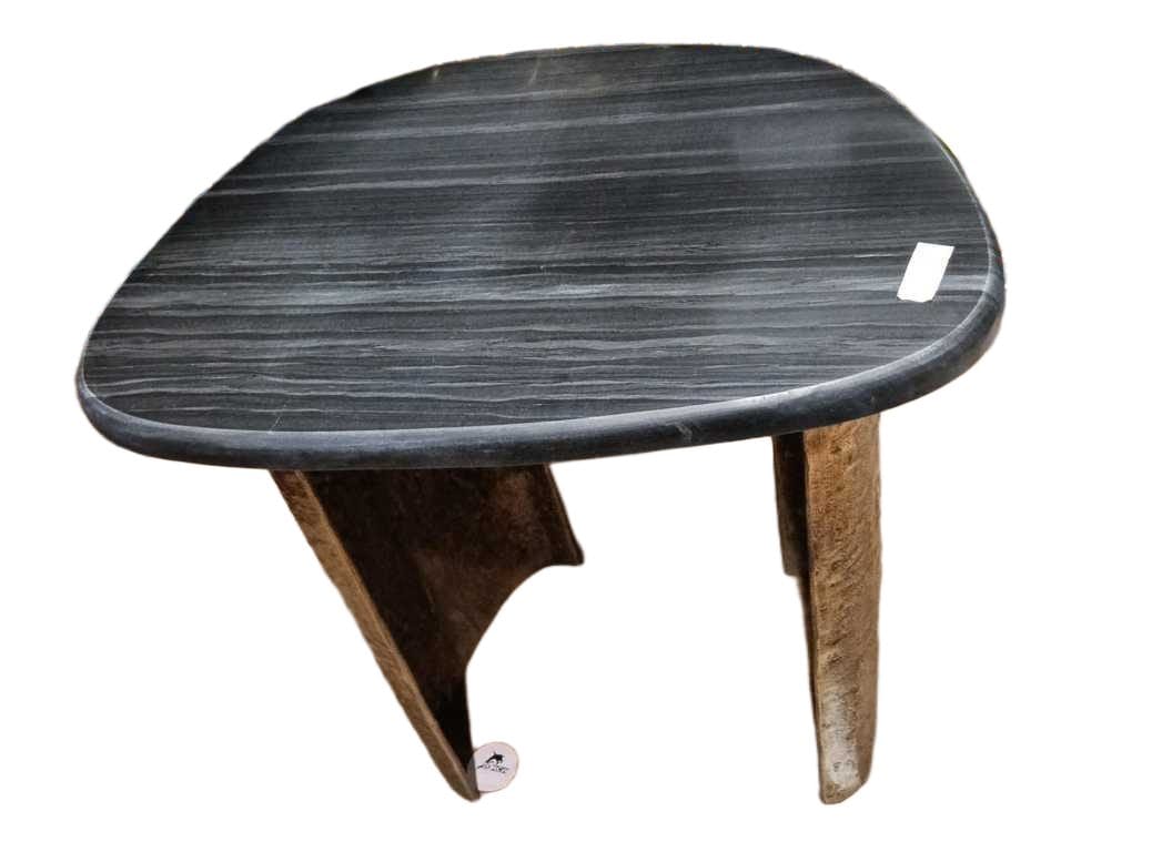 End Table With Alluminum Legs And Marble Top 25 Mm Thickness ( Kd ) Black
