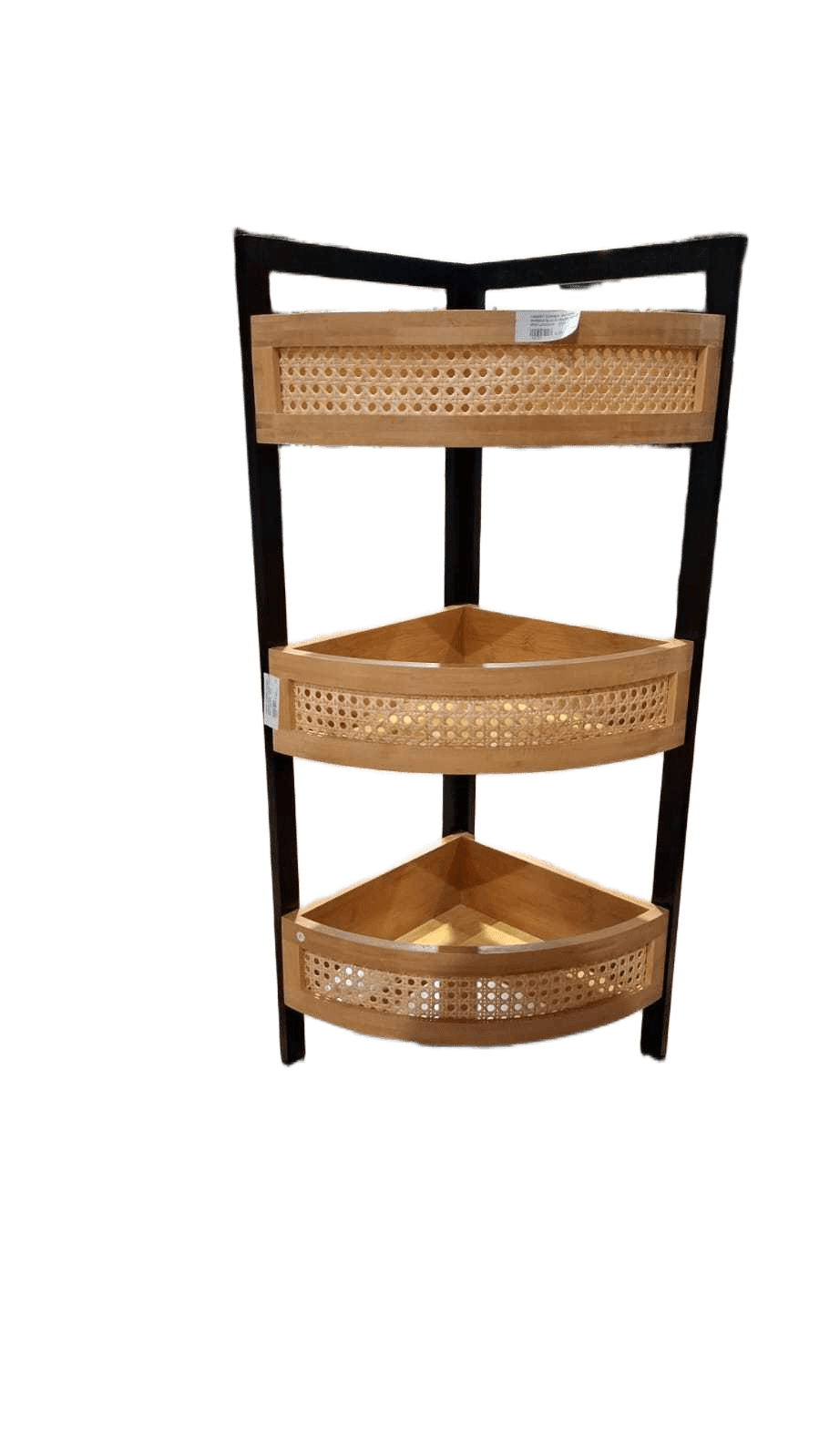 Cabinet Corner Natural Bamboo Black Frame 30x30x80