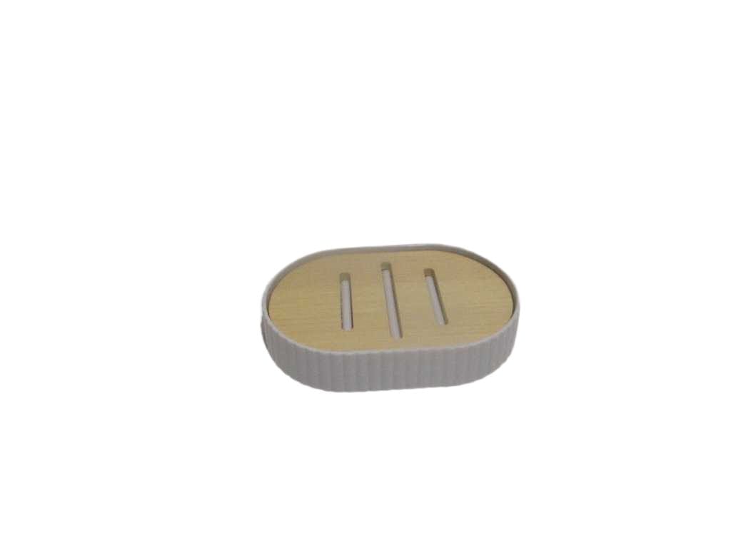 Soap Dish, Pp+bamboo 63g Light Grey 12.7*8.5*2.2