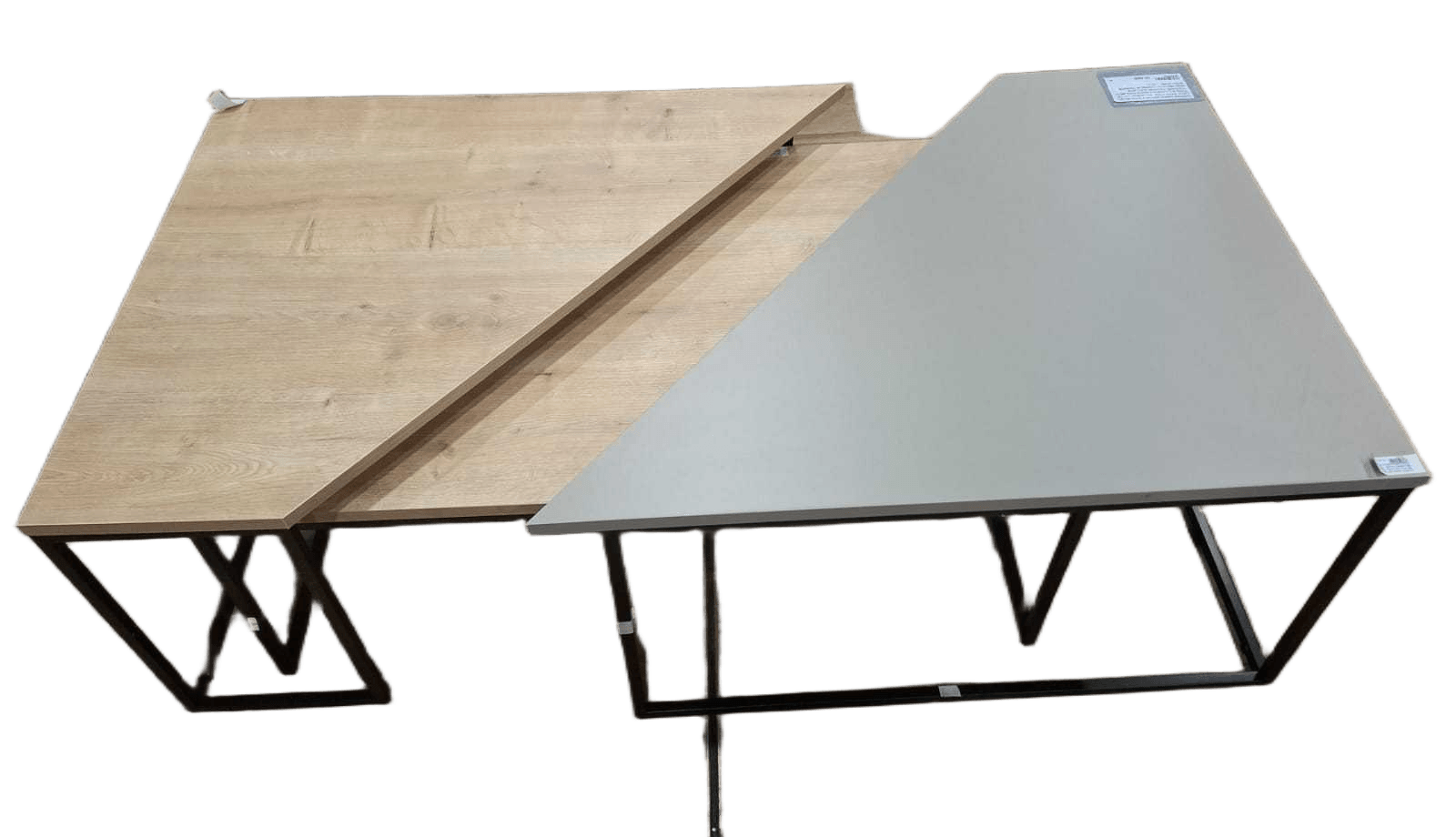 Coffee Table Set Of 3 With Metal Legs Titan 17230 Melamine Color: Titan Roble/Moca/Moca Pata Meta 110x96cm 70x60cm 42x41,8cm