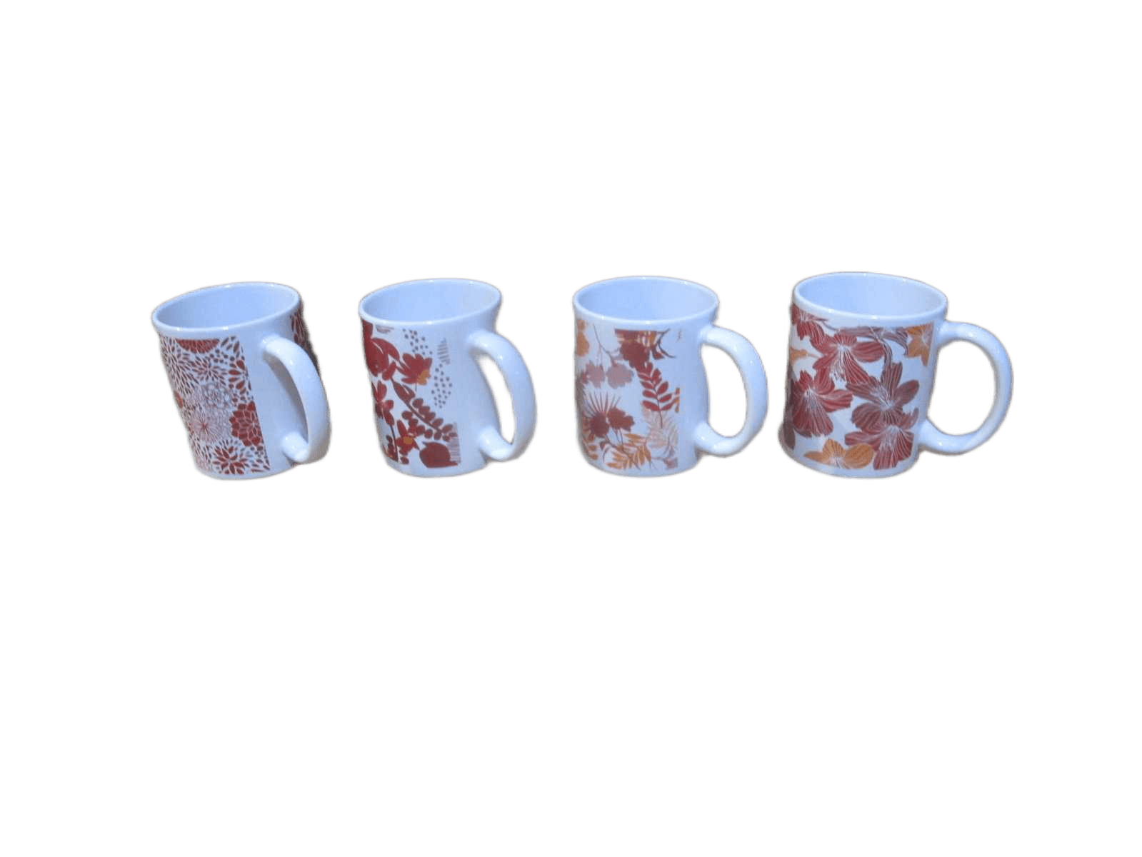 Cup-Stoneware 330ml 4 Design Ass Ceramic Red Leaf