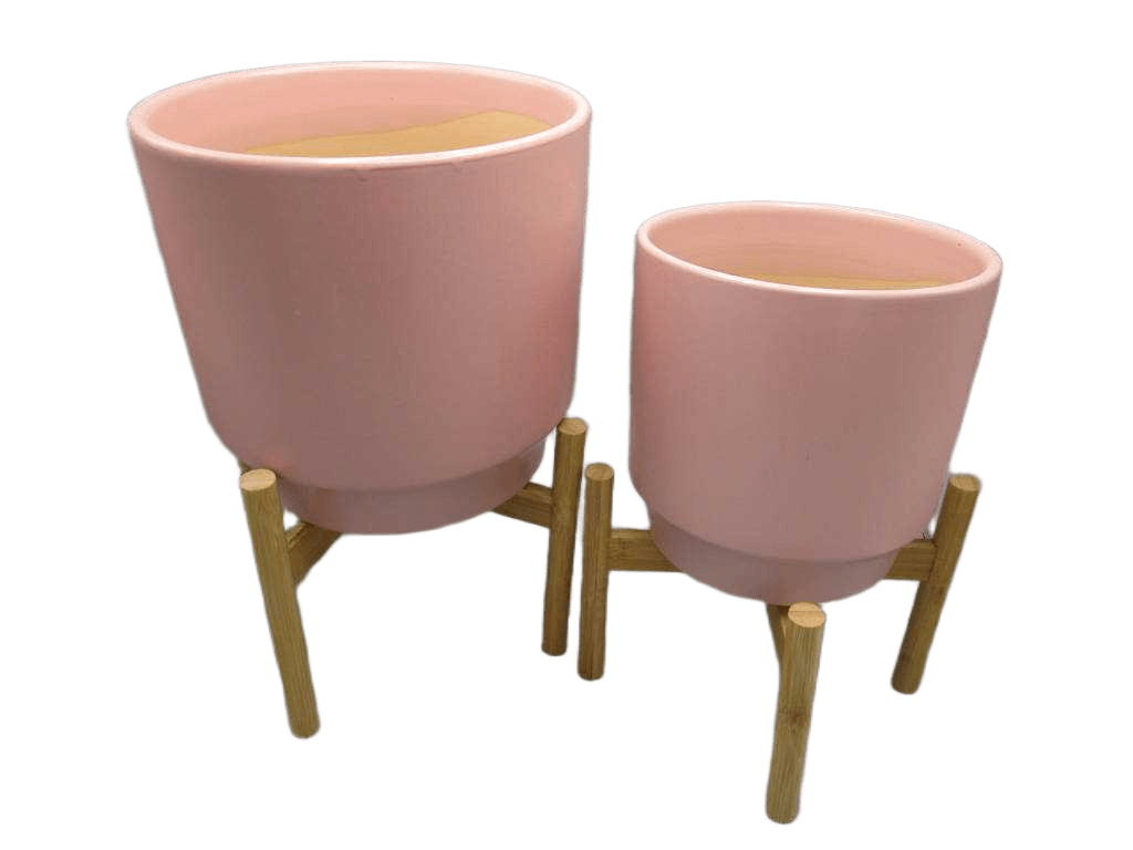 Pot Set 8"/10'' With Wood Stand