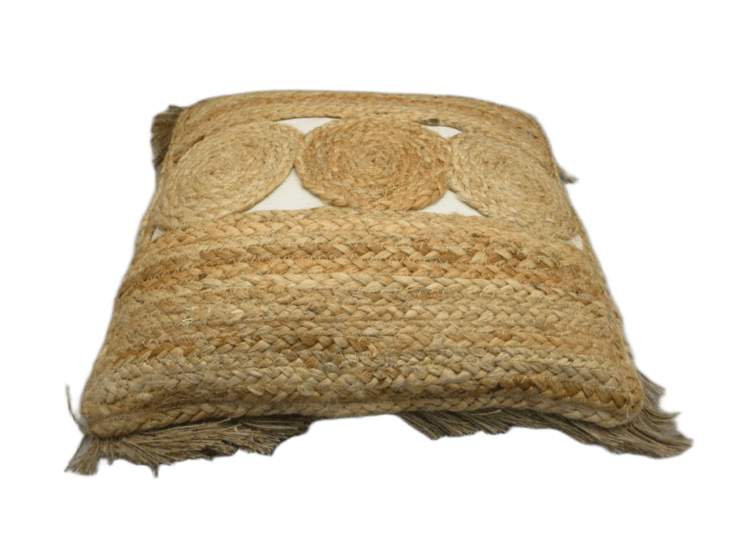 Cushion Vac. Remov. Fringe Cover 45 X 45 Cm Plain Jute+plain Cotton Dimelo