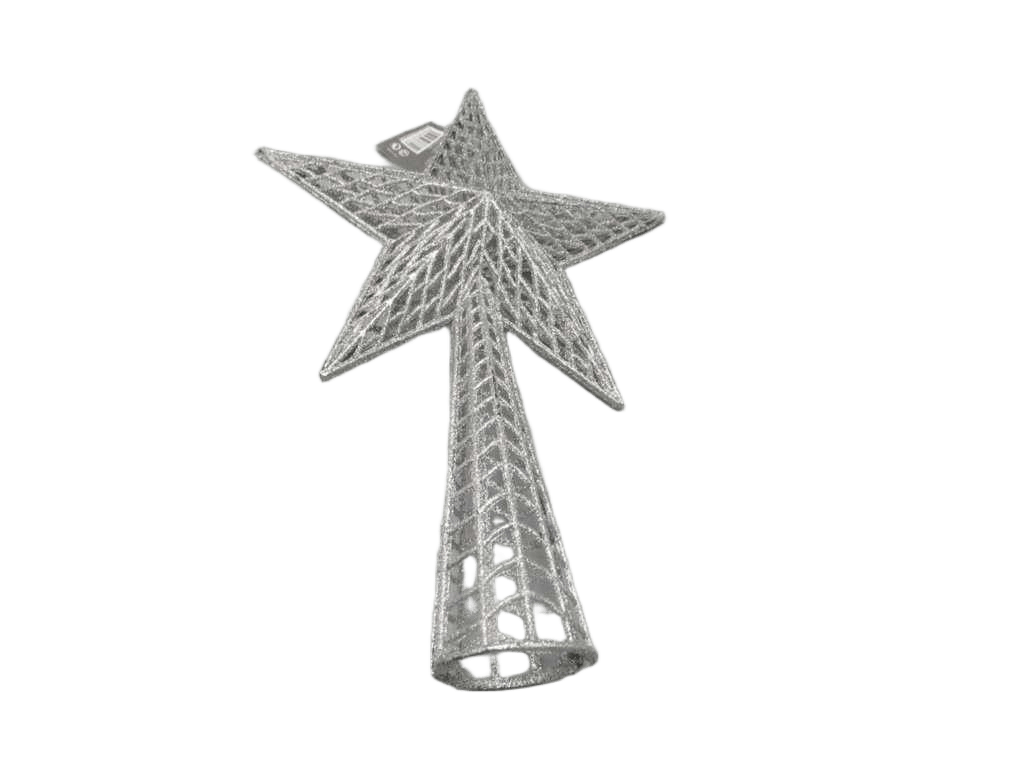 Christmas Glitter Star Tree Top 38cm Sil