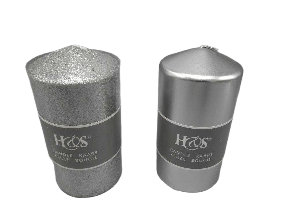 Candles Silver 14cm 2ass 1cl=