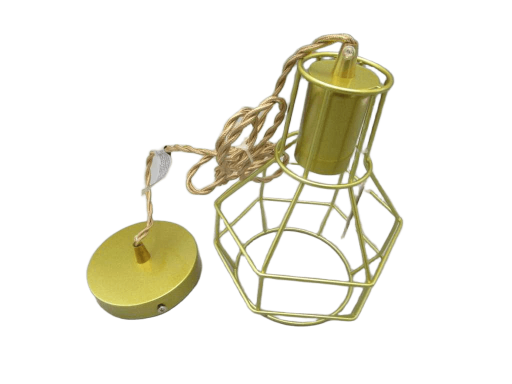 Lamp Shade: Dia15, Height: 21cm, Wire Length: 150cm Base Size: Dia 10cmgolden Coating Round Ring Pedant Lamp No Bulb Brown Box E27 Bulb 1cl=