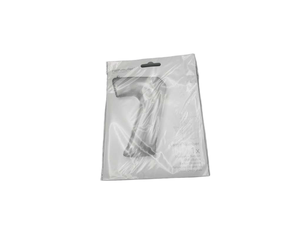 Balloon Large Number 7 Silver Foil N34 Packaged 58 Cm X 88 C