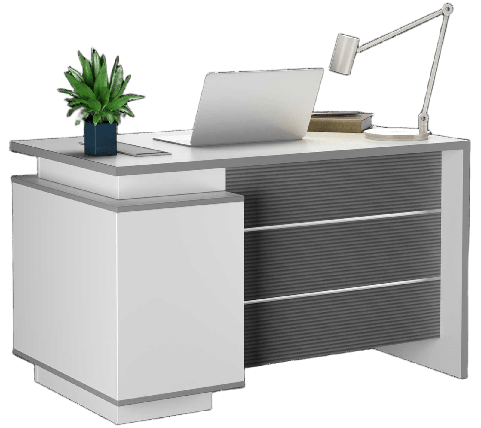 Desk Executive White+grey Stripe1200w*600d*760h