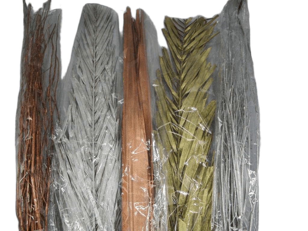 Deco Stick In Sleaves (95-100 Cm) - 9 Asstd 01.brown Lady - Silver /Gold /Copper 02.palm Leaves- Silver /Gold /Copper 03.khajur Leaves - Silver/Gold /Copper
