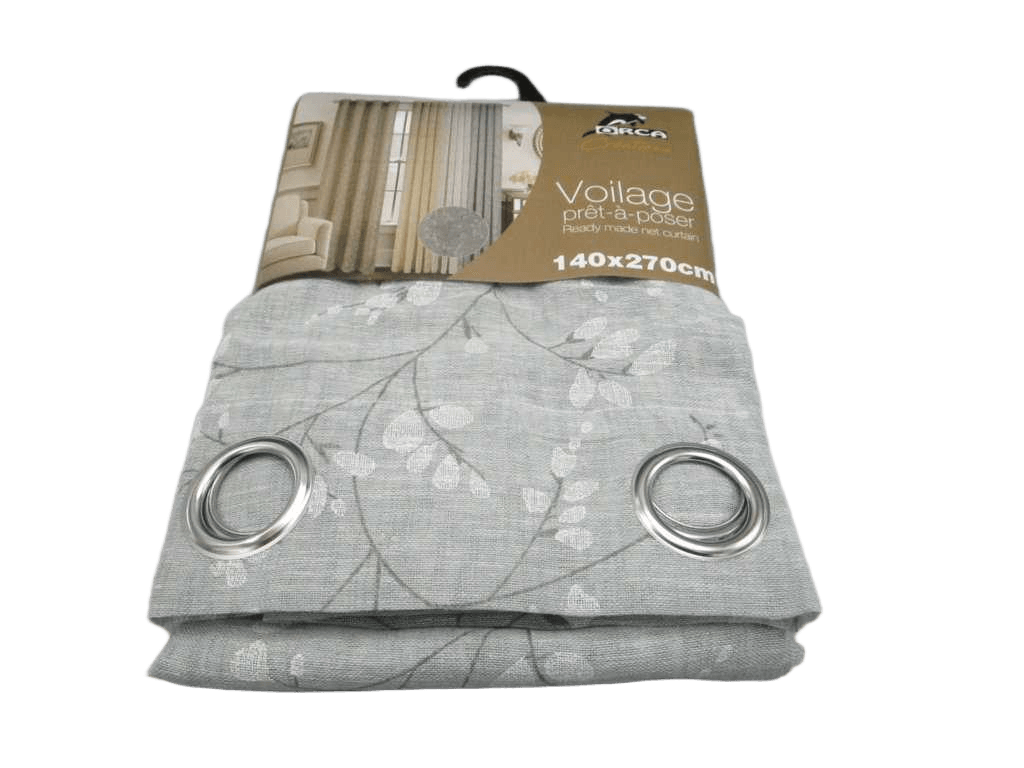 Curtain Imitation Linen Voile Window Curtain 8 Rings 100% Polyester 75gsm 43x28x29