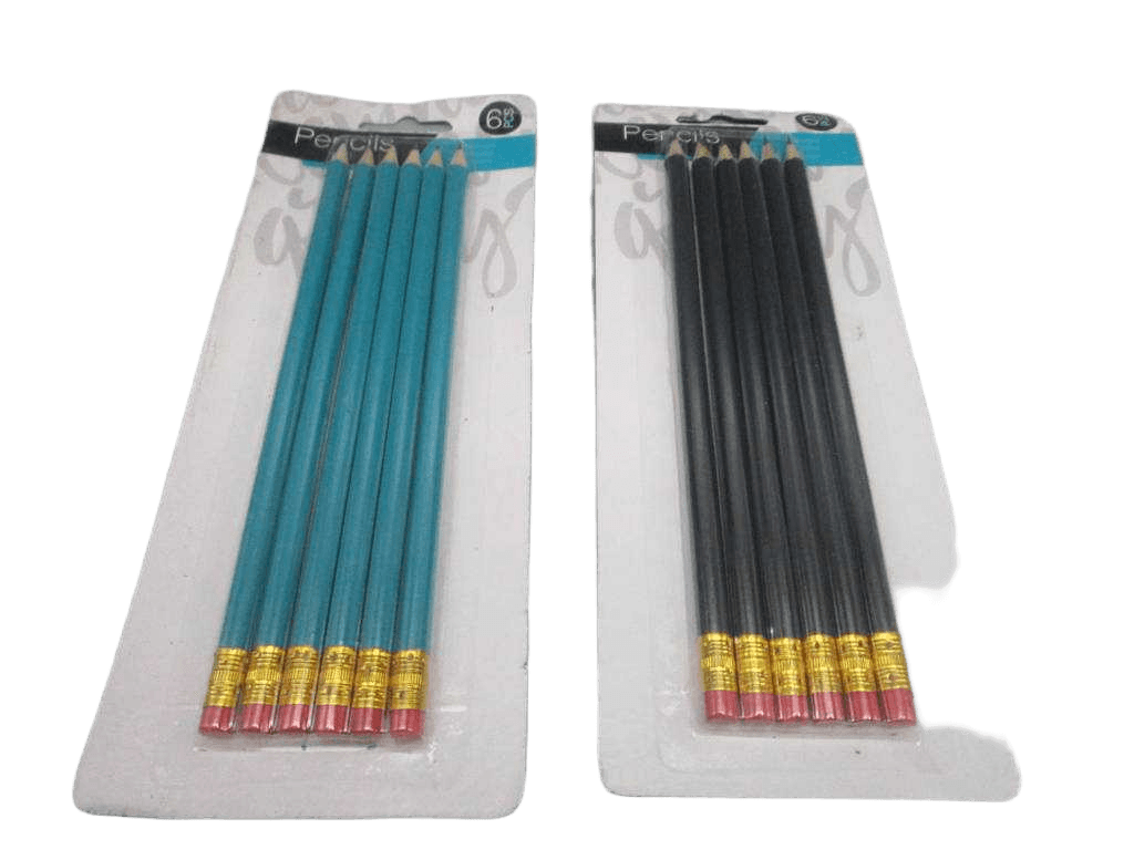 Pencils With Eraser 6pcs 2ass