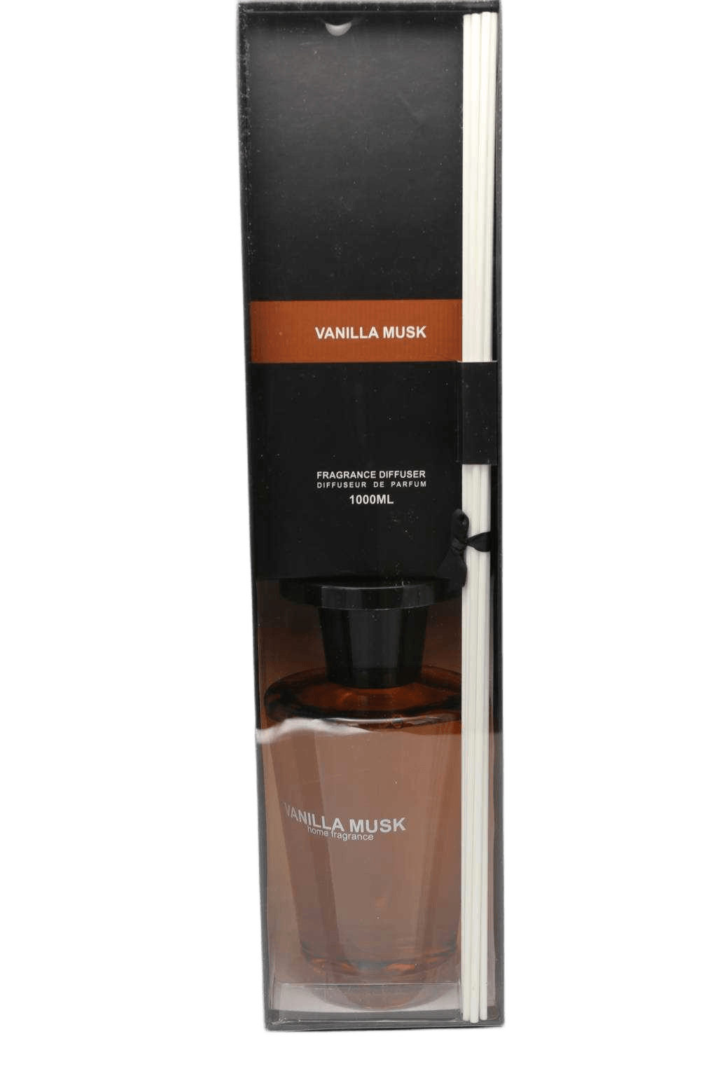 Diffuser "vanilla Musk" 8 Sticks Brown Glass+black 12x12x23 1000ml