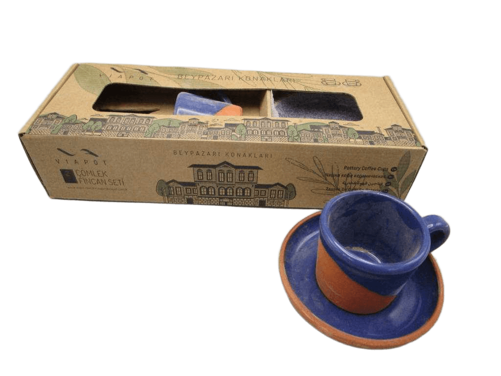 Cup Espresso 6*5 Cm, (Inner & Half Outer Color Glazed), 2 Pcs Set, Box Petrol Blue 6*5