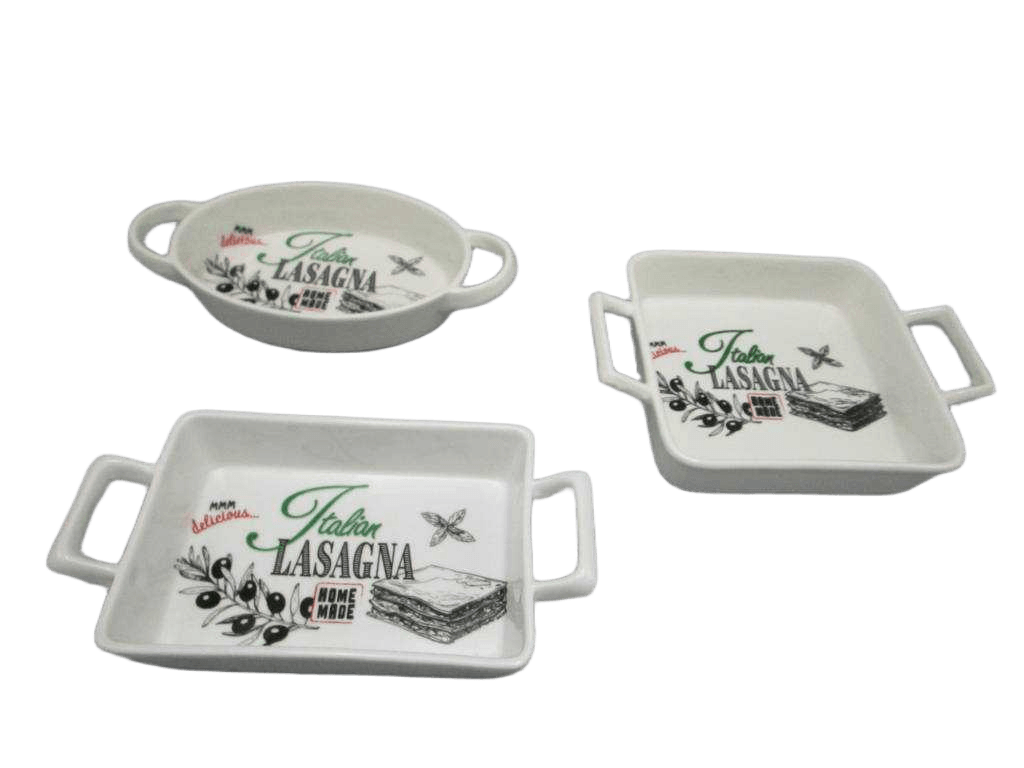 Oven Dish Porcelain 3ass Shape 1cl=