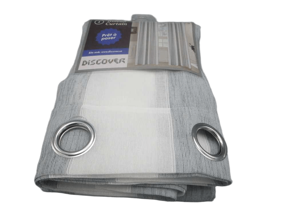 Curtain, 14 Rings Silver 100% Polyester, Gsm: 135g