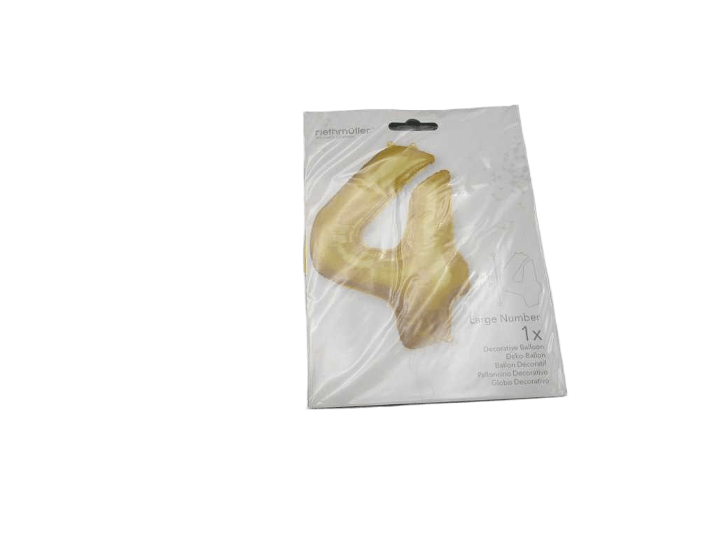 Balloon Large Number 4 Gold Foil N34 Packaged 66 Cm X 88 Cm