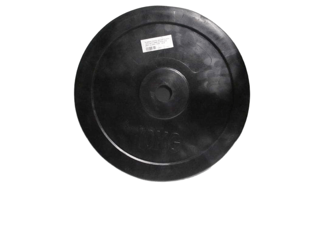 Plate Rubber Coated Weight 10kg With 25mm Bore Black