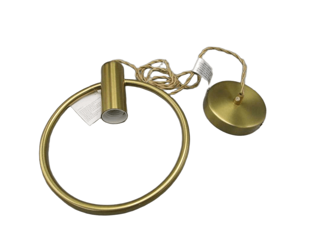 Lamp Shade: Dia28, Height: 33cm, Wire Length: 150cm Base Size: Dia 10cmgolden Coating Round Ring Pedant Lamp No Bulb Brown Box E27 Bulb 1cl=