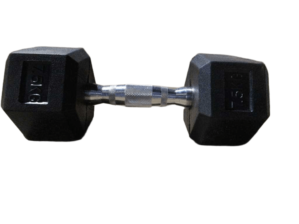 Dumbbell Rubber -7.5kg Natural Rubber+ Plating Round Steel Black