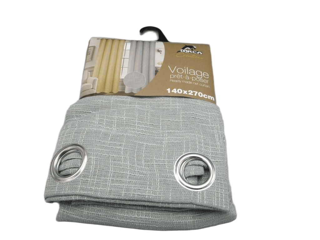 Curtain Cross Linen Voile Window Curtain 8 Rings 100% Polyester 200gsm 43x28x30