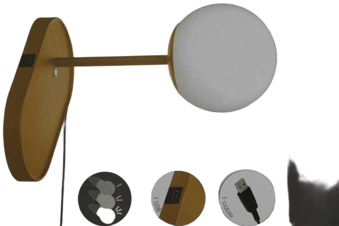 Table Lamp Ball Phone Charger Ocre H.33