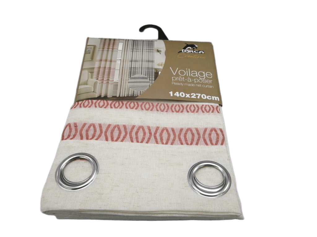 Curtain Yarn Dyed Voile Window Curtain 8 Rings 100% Polyester 120gsm 43x28x25