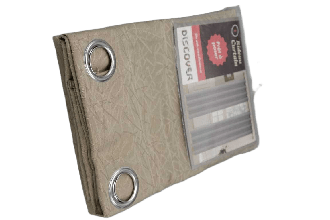 Curtain, 8 Rings Silver 100% Polyester Jacquard Gsm: 140 G Taupe 1cl=