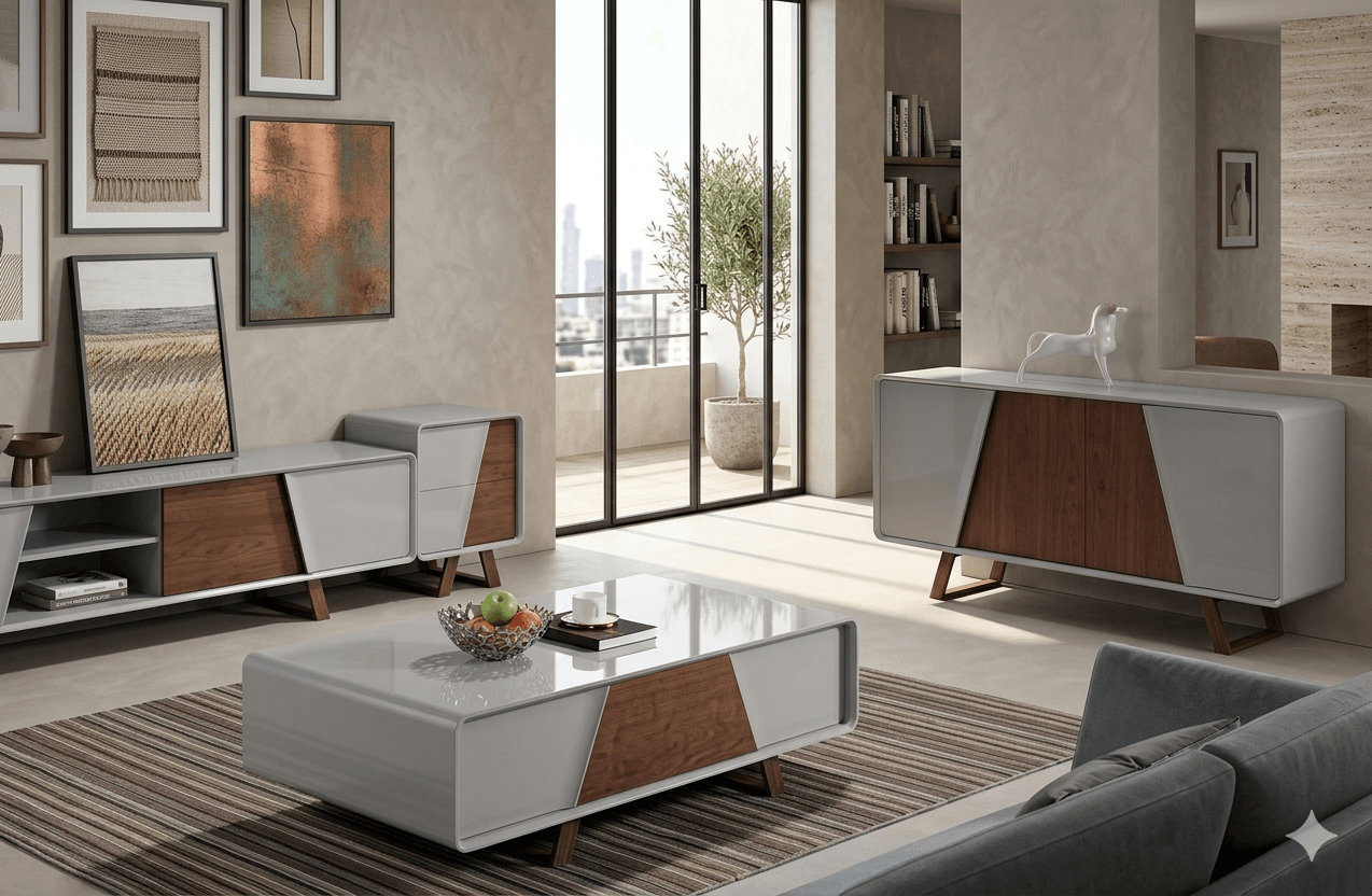 Coffee Table Walnut+white 1300*700*h 400(2 Drawers)