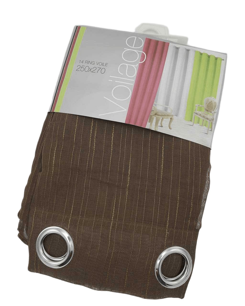 Curtain 250*270, Polyester14 Rings Silver 80gsm250*270chocolate