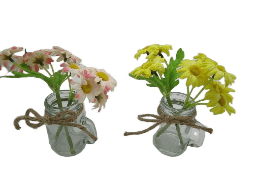 Artificial Mini Mum In Glass Pot