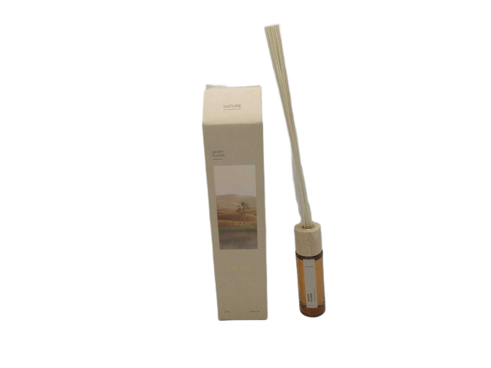 Diffuser 120ml Fragrance Diffuser Desert Flower Colored Transparent Glass Bottle W/Wooden Lid , Packed In Color Box Brown120ml