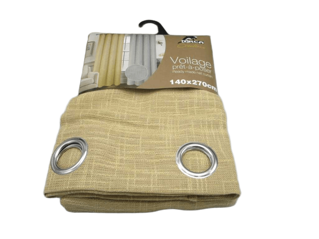 Curtain Cross Linen Voile Window Curtain 8 Rings 100% Polyester 200gsm 43x28x30