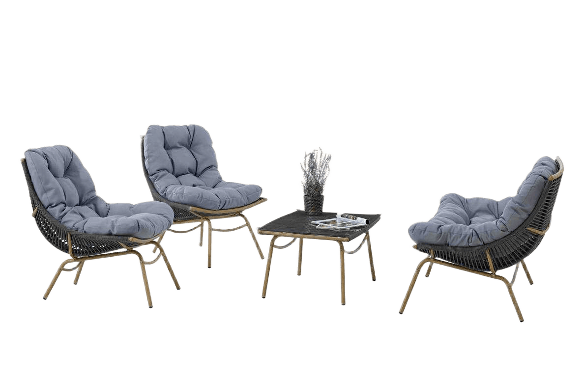 Sofa Garden Set 2+1+1+coffee Table 2s : 160 Cm 1s : 77 Cm Ct : 91x65 Cm Grey Bx1017 Cushion And Grey Back
